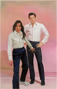 Jamian Juliano-Villani, Elvis and Me, 2024. Oil on canvas, 98 ¼ × 63 ⅜ inches (249.6 × 161 cm) © Jamian Juliano-Villani. Photo: Maris Hutchinson