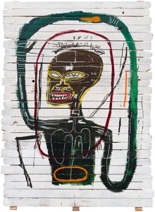Jean-Michel Basquiat, Flexible, 1984. Acrylic and oil stick on wood, 102 × 75 inches (259.1 × 190.5 cm) © The Estate of Jean-Michel Basquiat. Licensed by Artestar, New York. Photo: Jeff McLane