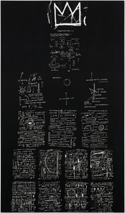 Jean-Michel Basquiat, Tuxedo, 1982. Silkscreen on canvas, 102 ¼ × 60 inches (260 × 152.4 cm), edition of 10 © The Estate of Jean-Michel Basquiat. Licensed by Artestar, New York. Photo: Fredrik Nilsen Studio