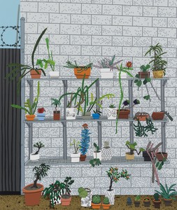 Jonas Wood Madison Still Life, 2024. Oil and acrylic on canvas, 102 × 86 inches (259.1 × 218.4 cm) © Jonas Wood. Photo: Marten Elder