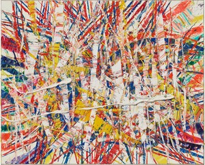Mark Grotjahn Untitled (Backcountry 55.90), 2023. Oil on cardboard mounted on linen, 55 ⅝ × 68 ½ inches (141.1 × 174 cm) © Mark Grotjahn. Photo: Douglas M. Parker Studio