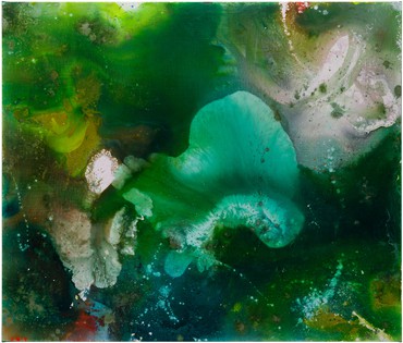 Abstract painting that makes reference to aquatic environments