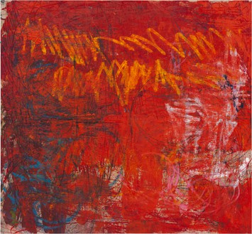 Oscar Murillo, (untitled) scarred spirits, 2023 Oil and oil stick on canvas, 98 ½ × 106 ⅜ inches (250 × 270 cm)© Oscar Murillo. Photo: Tim Bowditch and Reinis Lismanis