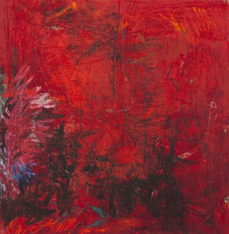 Oscar Murillo, (untitled) scarred spirits, 2024 Oil and oil stick on canvas, 110 ¼ × 108 ¼ inches (280 × 275 cm)© Oscar Murillo. Photo: Tim Bowditch and Reinis Lismanis