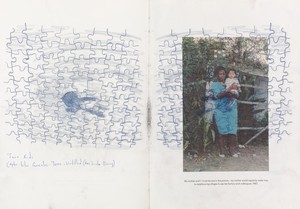 Oscar Murillo, Spread from THEM, 2015–24. Artist’s book: pen, graphite, pastel, and paint on paper, each page: 11 ¾ × 8 ⅝ inches (30 × 22 cm) © Oscar Murillo. Photo: Reinis Lismanis, courtesy the artist