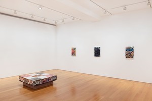 Installation view. Artwork, floor: © Cameron Welch, wall: © Kevin Beasley. Photo: Ringo Cheung