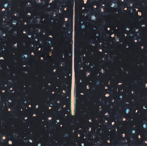 Cy Gavin Untitled (A meteor), 2024. Acrylic, vinyl, and oil on wood panel, 48 × 48 inches (121.9 × 121.9 cm) © Cy Gavin. Photo: Owen Conway