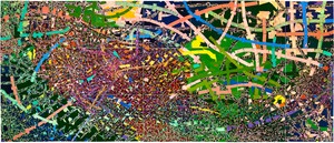 Rick Lowe Cavafy Remains, 2024. Acrylic and paper collage on canvas, 144 × 336 inches (365.8 × 853.4 cm) © Rick Lowe Studio. Photo: Thomas Dubrock