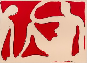 Spencer Sweeney Repose in Red #2, 2024. Charcoal and acrylic on canvas, 85 ¼ × 116 ½ inches (216.5 × 295.9 cm) © Spencer Sweeney. Photo: Owen Conway