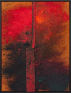 Sterling Ruby TURBINE. En Saga., 2024. Acrylic, oil, and cardboard on canvas, 57 × 43 ½ inches (144.8 × 110.5 cm) © Sterling Ruby