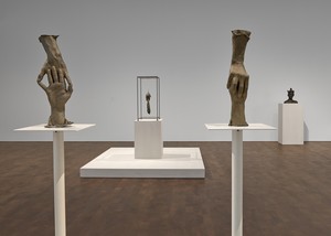 Installation view. Artwork, front to back: © 2024 Bruce Nauman/Artists Rights Society (ARS), New York and DACS; © Succession Alberto Giacometti/DACS 2024; © Succession Picasso/DACS, London 2024. Photo: Prudence Cuming Associates Ltd