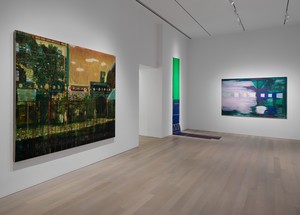 Installation view. Artwork, left to right: © Peter Doig. All rights reserved; © Lotte Maiwald. All rights reserved; © René Daniëls. Courtesy the René Daniëls Foundation, Eindhoven and Modern Art, London. Photo: Maris Hutchinson