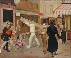 Balthus, The Street, 1933. Oil on canvas, 76 ¾ × 94 ½ inches (195 × 240 cm), Museum of Modern Art, New York © 2024 Balthus/Artists Rights Society (ARS), New York/ADAGP, Paris. Photo: © The Museum of Modern Art/Licensed by SCALA/Art Resource, New York