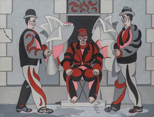 Jean Hélion Grande scène journalière, 1948. Oil on canvas, 59 ¾ × 78 ½ inches (151.7 × 199.5 cm) © 2024 Artists Rights Society (ARS), New York/ADAGP, Paris. Photo: Owen Conway