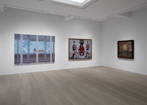 Installation view. Artwork, left to right: © Satoshi Kojima. All rights reserved; © Estate of Jean Hélion/Artists Rights Society (ARS), New York/ADAGP, Paris; © Frank Auerbach. Photo: Maris Hutchinson