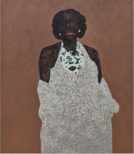 Amoako Boafo Pearl Earrings, 2024–25. Oil and paper transfer on canvas, 82 ⅜ × 71 ¾ inches (209.2 × 182.3 cm) © Amoako Boafo. Photo: Prudence Cuming Associates Ltd