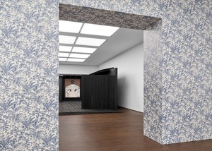 Installation view with Amoako Boafo, White Lace Cape (2025). Artwork © Amoako Boafo. Photo: Prudence Cuming Associates Ltd
