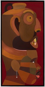 Derrick Adams Pot Head 1, 2025. Acrylic on panel, in artist's frame, 28 ⅞ × 14 ⅞ × 1 ½ inches (73.3 × 37.8 × 3.8 cm) © Derrick Adams Studio. Photo: Owen Conway