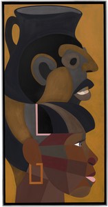 Derrick Adams Pot Head 2, 2025. Acrylic on panel, in artist's frame, 28 ⅞ × 14 ⅞ × 1 ½ inches (73.3 × 37.8 × 3.8 cm) © Derrick Adams Studio. Photo: Owen Conway