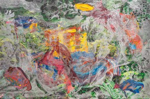 Jeff Koons The Golden Age, 2018–25. Oil on canvas with aluminum leaf, 84 × 127 inches (213.4 × 322.6 cm) © Jeff Koons. Photo: Maris Hutchinson