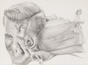 Jim Shaw Hairdo Metamorphosis, 2016. Pencil on paper, 22 × 30 inches (55.9 × 76.2 cm) © Jim Shaw. Photo: Owen Conway