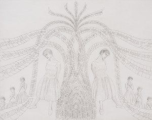 Jim Shaw Study for "The Souls of Aliens”, 2024. Pencil on paper, 19 × 24 inches (48.3 × 61 cm) © Jim Shaw. Photo: Ed Mumford