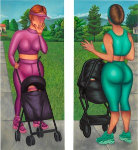 Julie Curtiss Florida Moms, 2024. Oil and acrylic on canvas, in 2 parts, each: 70 × 30 inches (177.8 × 76.2 cm) © Julie Curtiss. Photo: Maris Hutchinson
