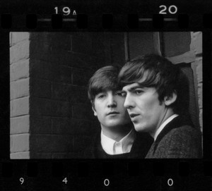 Paul McCartney John and George during a photo shoot with Dezo Hoffmann, Paris, January 1964, 2025. © Paul McCartney