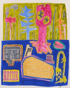 Richard Prince Untitled, 2020. Pen, marker, oil crayon, and acrylic on cardstock, 40 ¼ × 32 ⅛ × ¼ inches (102.2 × 81.6 × 0.6 cm) © Richard Prince. Photo: Thomas Barratt