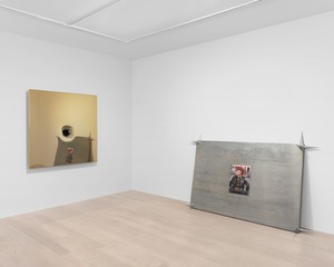 Installation view. Artwork, left to right: © Maurizio Cattelan, © Jordan Wolfson. Photo: Owen Conway