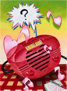 Jamian Juliano-Villani Electric Guitar, 2025. Oil and acrylic on canvas, 75 ⅜ × 55 ½ inches (191.5 × 141 cm) © Jamian Juliano-Villani. Photo: Owen Conway