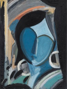 Spencer Sweeney Girl at Fête, 2025. Oil and gypsum on linen, 40 × 30 ½ inches (101.6 × 77.5 cm) © Spencer Sweeney. Photo: Ringo Cheung