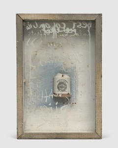 Joseph Cornell Moutarde Dijon, 1950. Wood, paint, printed paper, ceramic, metal nails, and glass-paned wood box construction, 19 × 13 × 4 ¼ inches (48.3 × 33 × 10.8 cm) © 2025 The Joseph and Robert Cornell Memorial Foundation/Licensed by VAGA at Artists Rights Society (ARS), New York