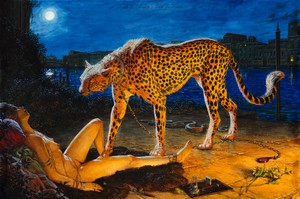 Walton Ford Tutto fu ambito e tutto fu tentato, 2025. Watercolor, gouache, and ink on paper, 60 × 89 ½ inches (152.4 × 227.3 cm) © Walton Ford. Photo: Tom Powel