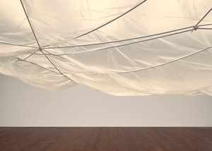 Christo and Jeanne-Claude Air Package on a Ceiling, conceived in 1968 (detail). Polythene and rope, overall dimensions variable Installation view, Gagosian, Grosvenor Hill, London, 2026 © Christo and Jeanne-Claude Foundation. Photo: Prudence Cuming Associates Ltd