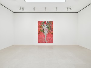 Installation view with Ellen Gallagher, Fast-Fish and Loose-Fish (2025). Artwork © Ellen Gallagher. Photo: Thomas Lannes