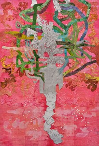 Ellen Gallagher Fast-Fish and Loose-Fish, 2025. Oil, pigment, palladium, and paper on canvas, 116 ⅝ × 79 ½ inches (296 × 202 cm) © Ellen Gallagher. Photo: Thomas Lannes