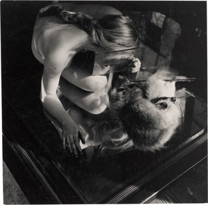 Francesca Woodman Untitled or #4 from a Series “Dissection of a Portrait”, 1976. Lifetime gelatin silver print mounted on mat board, sheet: 5 ⅞ × 5 ⅞ inches (14.8 × 14.8 cm), mat board: 14 × 11 inches (35.6 × 27.9 cm) © Woodman Family Foundation/SIAE, Rome