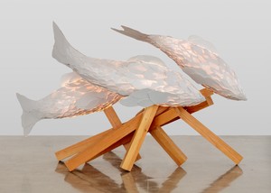 Frank Gehry Untitled (Hong Kong V C), 2013. Metal wire, ColorCore Formica, silicone, and LED lights on wood pedestal, 51 ¼ × 88 ¼× 51 ¼ inches (130 × 224 × 130 cm) © Frank O. Gehry. Photo: Charles White