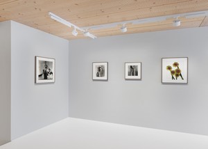 Installation view. Artwork, left, center left, and center right © The Irving Penn Foundation; right: © Condé Nast. Photo: Annik Wetter