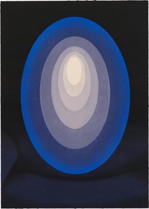 James Turrell Aten Reign Blue, 2014. Woodcut etching, 26 × 18 ½ inches (66 × 47 cm), edition of 30 © James Turrell. Photo: Thomas Lannes