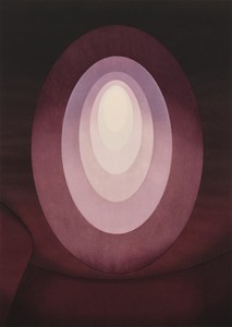 James Turrell Aten Reign Purple, 2014. Woodcut etching, 26 × 18 ½ inches (66 × 47 cm), edition of 30 © James Turrell. Photo: Thomas Lannes