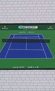 Jonas Wood Indian Wells, 2025. Oil and acrylic on linen, 36 × 22 inches (91.4 × 55.9 cm) © Jonas Wood. Photo: Marten Elder