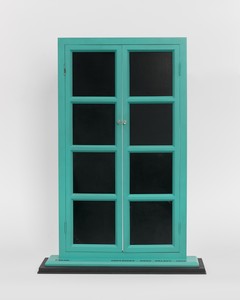 Marcel Duchamp Fresh Widow, 1964 (after 1920 original). Paint, wood, metal, leather, and glass, 31 ⅞ × 22 ⅝ × 5 ¾ inches (81 × 57.5 × 14.4 cm), “Ex Arturo” (1 of 2 AP) + edition of 8 + 2 HC © Association Marcel Duchamp/ADAGP, Paris/Artists Rights Society (ARS), New York 2026. Photo: Owen Conway