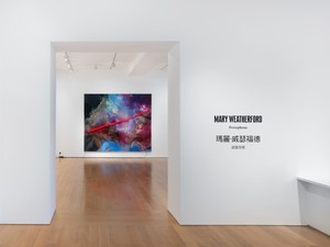 Installation view with Mary Weatherford, Landslide (2025). Artwork © Mary Weatherford. Photo: Ringo Cheung