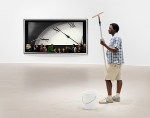 Installation view. Artwork, left to right: © Andreas Gursky/SIAE, 2026; © 2026 Estate of Duane Hanson/Artists Rights Society (ARS), New York. Photo: Matteo D’Eletto, M3 Studio