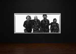 Installation view with Richard Avedon, Roger Tims, Jim Duncan, Leonard Markley and Don Belak, coal miners, Reliance, Wyoming, August 29, 1979. Artwork © The Richard Avedon Foundation. Photo: Prudence Cuming Associates Ltd