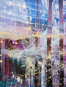 Sarah Sze White Night, 2026. Oil, acrylic, acrylic polymers, ink, Dibond, aluminum, and wood, 103 ¼ × 77 ½ inches (262.3 × 196.9 cm) © Sarah Sze. Photo: Maris Hutchinson