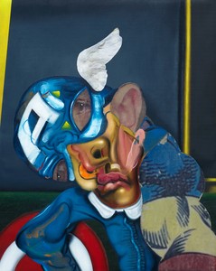 Nathaniel Mary Quinn Downcast, 2026. Oil paint, gouache, and gel medium image transfer on linen canvas, 20 × 16 inches (50.8 × 40.6 cm) © Nathaniel Mary Quinn. Photo: Owen Conway