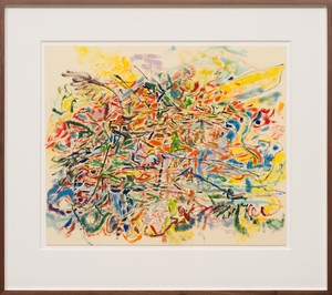 Mark Grotjahn Untitled (Scribble Scrabble), 2026. Oil on paper, in frame, 31 × 34 ⅞ × 1 ½ inches (78.6 × 88.4 × 3.8 cm) © Mark Grotjahn. Photo: Ed Mumford